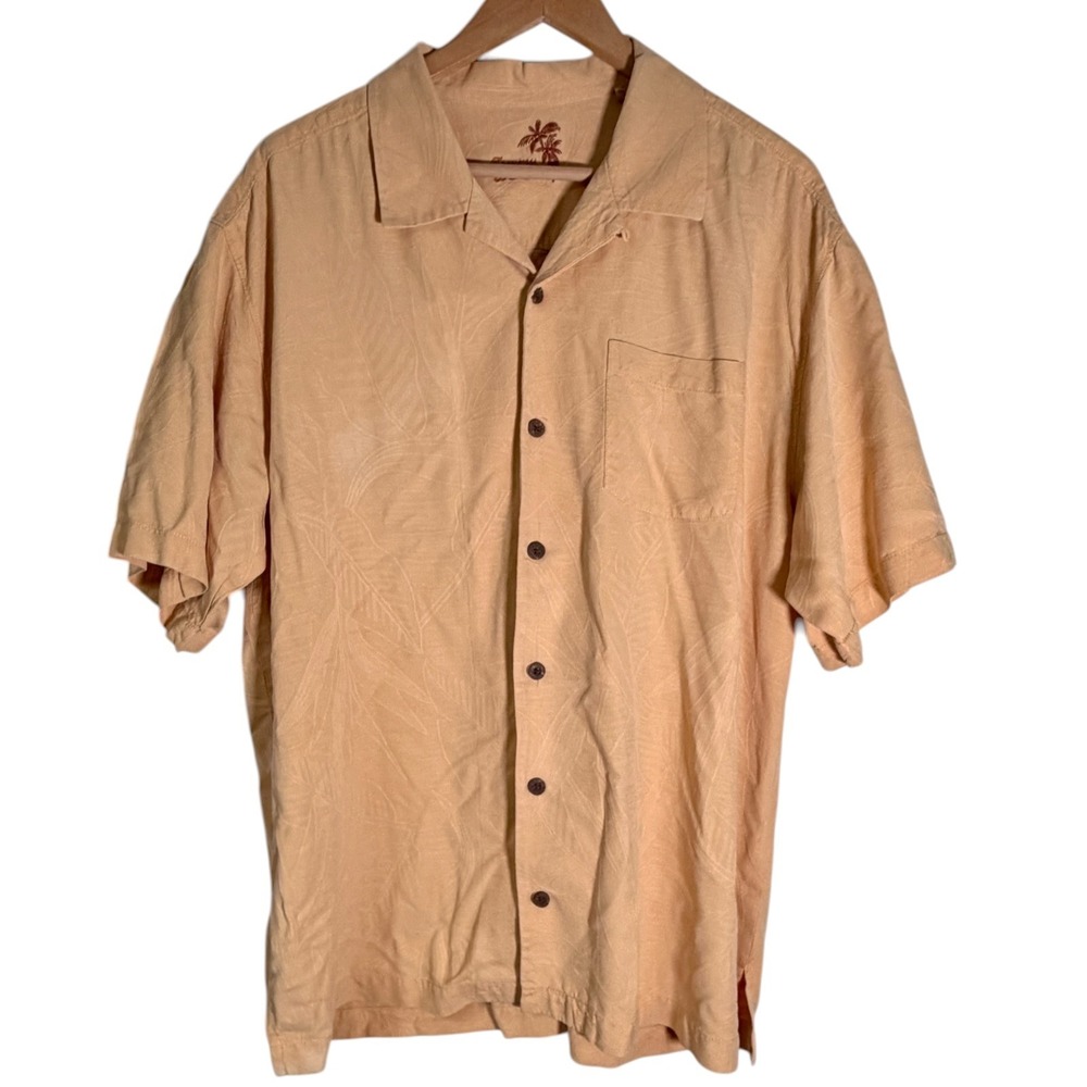 Tommy Bahama Men's 100% Silk‎ Short Sleeve Button Down Hawaiian Shirt Orange XL